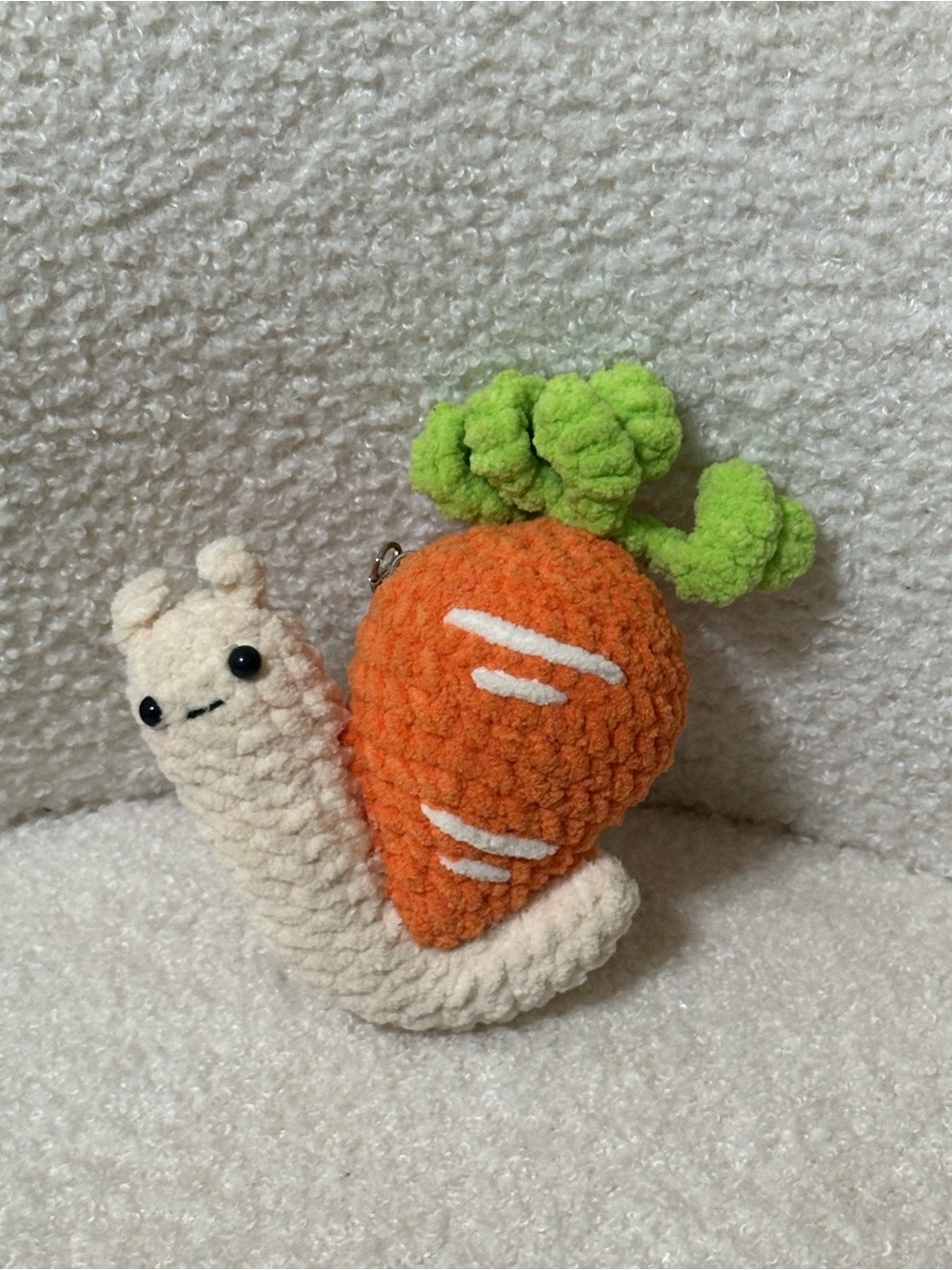 Handmade Crochet Carrot Snail Keychain